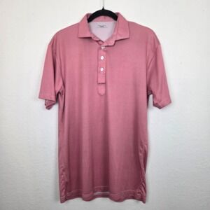 Collars & Co Mens Medium Red Houndstooth Dress Collar Polo Short Sleeve Shirt